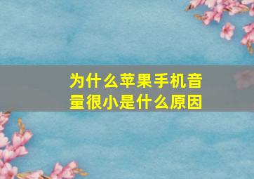 为什么苹果手机音量很小是什么原因