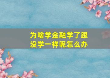 为啥学金融学了跟没学一样呢怎么办