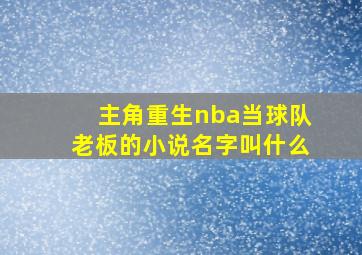 主角重生nba当球队老板的小说名字叫什么