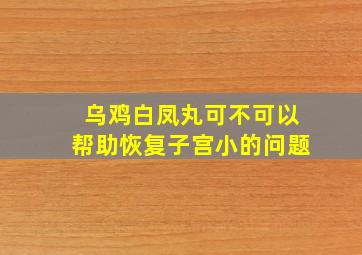 乌鸡白凤丸可不可以帮助恢复子宫小的问题