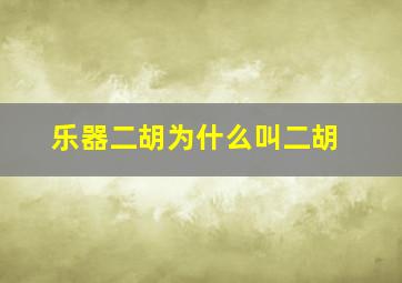 乐器二胡为什么叫二胡