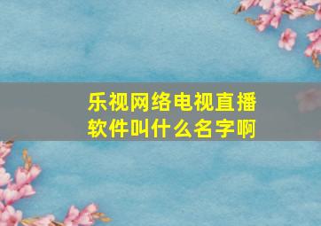 乐视网络电视直播软件叫什么名字啊