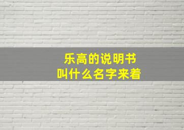 乐高的说明书叫什么名字来着