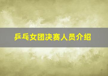 乒乓女团决赛人员介绍