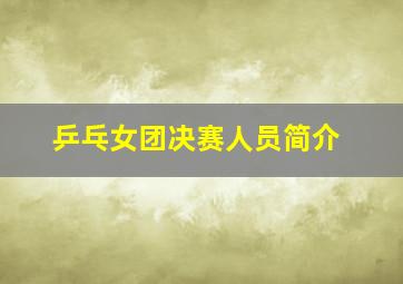 乒乓女团决赛人员简介