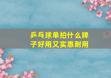 乒乓球单拍什么牌子好用又实惠耐用