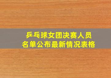 乒乓球女团决赛人员名单公布最新情况表格