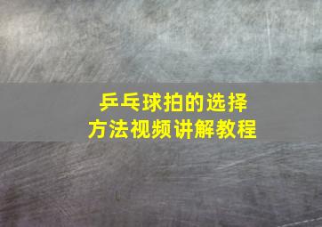 乒乓球拍的选择方法视频讲解教程