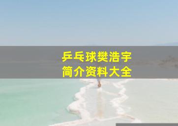 乒乓球樊浩宇简介资料大全