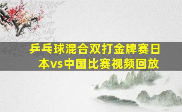 乒乓球混合双打金牌赛日本vs中国比赛视频回放