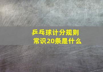 乒乓球计分规则常识20条是什么