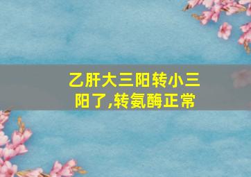 乙肝大三阳转小三阳了,转氨酶正常