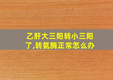 乙肝大三阳转小三阳了,转氨酶正常怎么办