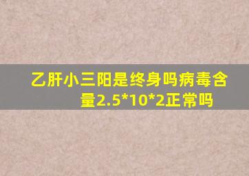 乙肝小三阳是终身吗病毒含量2.5*10*2正常吗