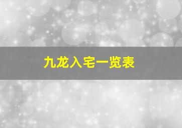 九龙入宅一览表