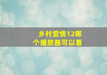 乡村爱情12哪个播放器可以看