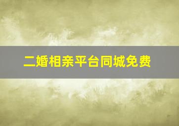 二婚相亲平台同城免费