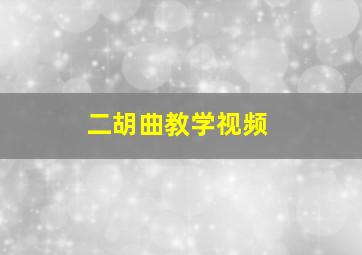 二胡曲教学视频