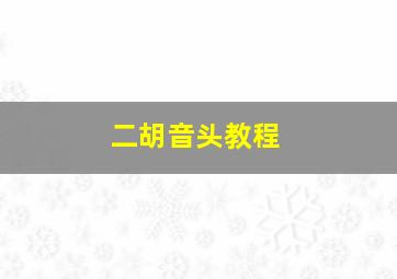 二胡音头教程