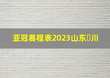 亚冠赛程表2023山东✓川