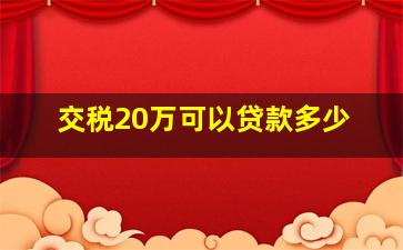 交税20万可以贷款多少