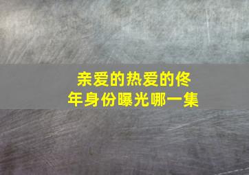 亲爱的热爱的佟年身份曝光哪一集