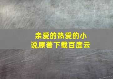 亲爱的热爱的小说原著下载百度云