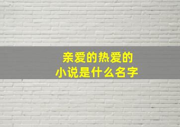 亲爱的热爱的小说是什么名字