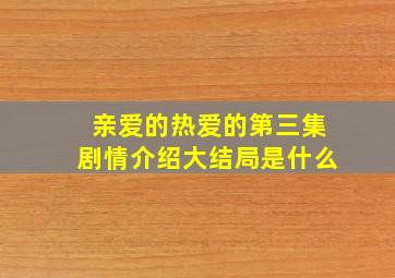 亲爱的热爱的第三集剧情介绍大结局是什么