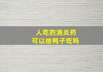 人吃的消炎药可以给鸭子吃吗