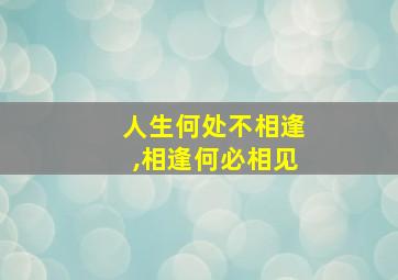 人生何处不相逢,相逢何必相见