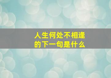 人生何处不相逢的下一句是什么