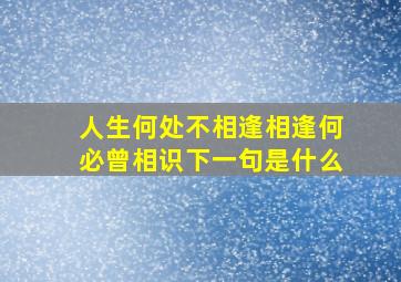 人生何处不相逢相逢何必曾相识下一句是什么