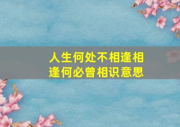 人生何处不相逢相逢何必曾相识意思