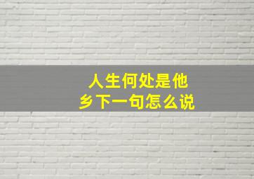 人生何处是他乡下一句怎么说