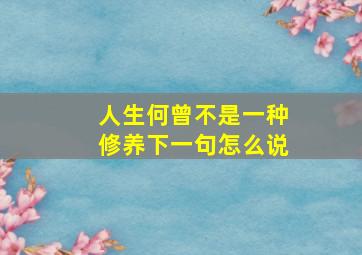 人生何曾不是一种修养下一句怎么说