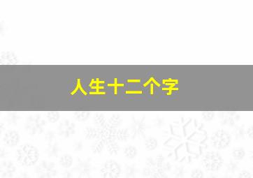 人生十二个字