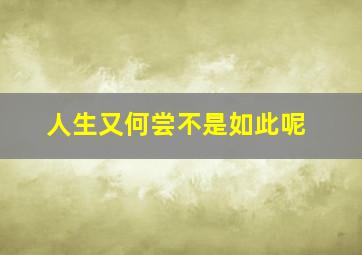 人生又何尝不是如此呢