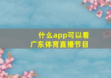 什么app可以看广东体育直播节目