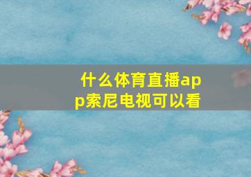 什么体育直播app索尼电视可以看