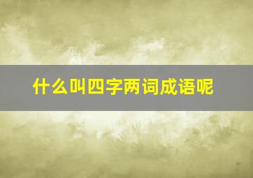 什么叫四字两词成语呢