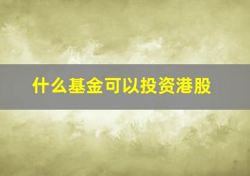 什么基金可以投资港股