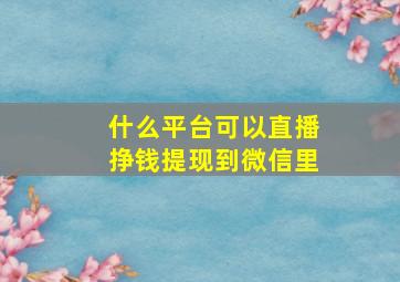 什么平台可以直播挣钱提现到微信里