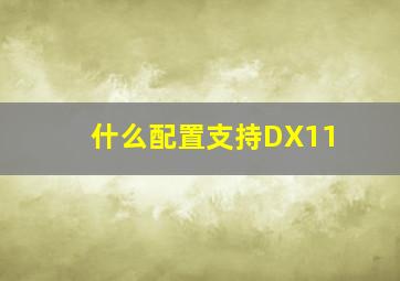 什么配置支持DX11