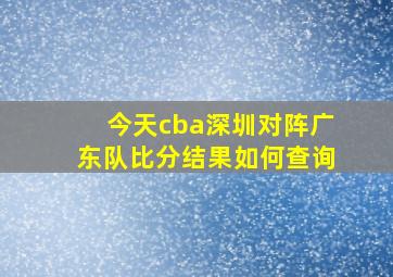 今天cba深圳对阵广东队比分结果如何查询