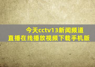 今天cctv13新闻频道直播在线播放视频下载手机版