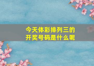 今天体彩排列三的开奖号码是什么呢