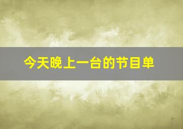 今天晚上一台的节目单