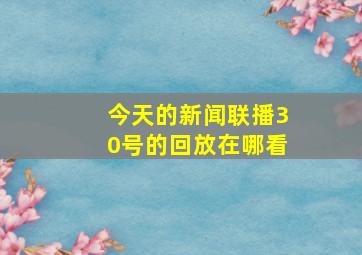 今天的新闻联播30号的回放在哪看