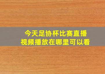 今天足协杯比赛直播视频播放在哪里可以看